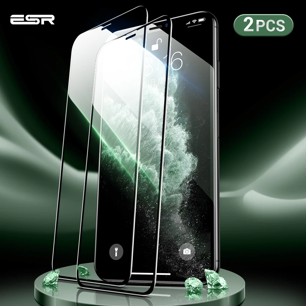 ESR 2 шт протектор экрана для iPhone 11 Pro X XS XR XS Max 3D полное покрытие легко установить прозрачное Премиум защитное закаленное стекло