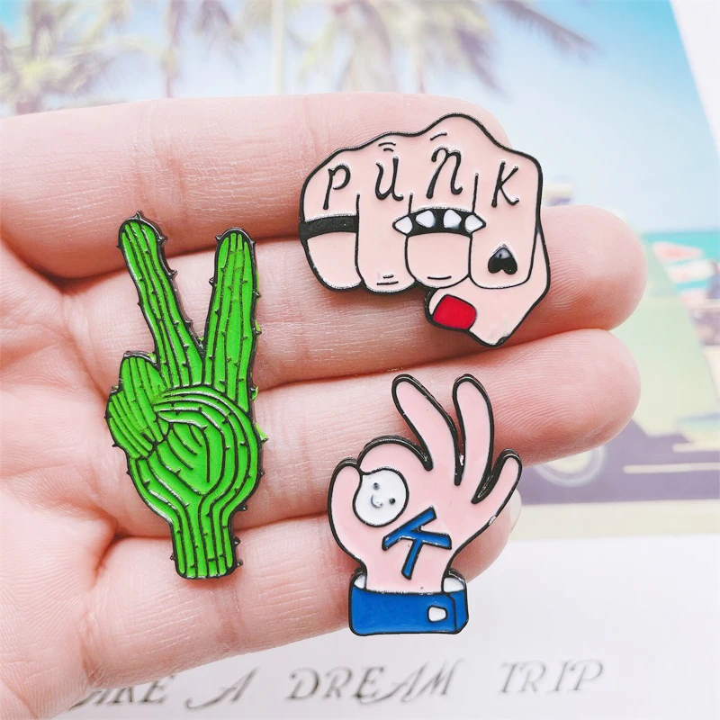 Креативная забавная эмалированная брошь в виде жеста OK Yeah с изображением