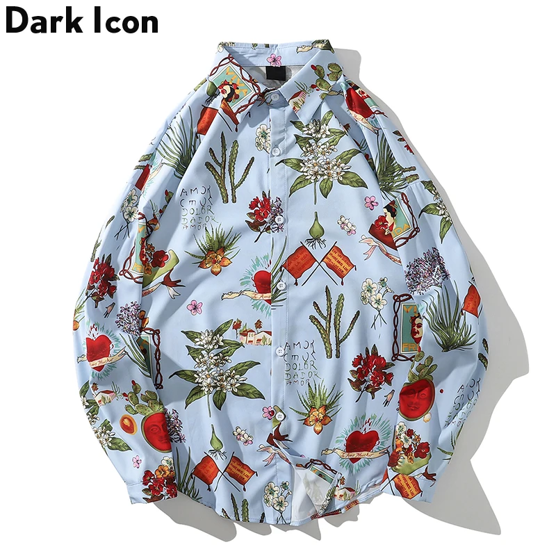 Мужская рубашка с коротким рукавом Dark Icon гавайская в стиле хип-хоп цветочным