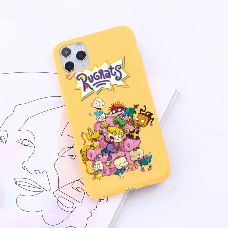 

Rugrat Cartoon cute Phone Case Candy Color for iPhone 6 7 8 11 12 s mini pro X XS XR MAX Plus