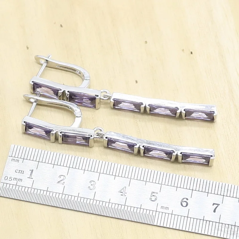 Ювелирные наборы из серебра 925 пробы с натуральным фиолетовым аметистом для