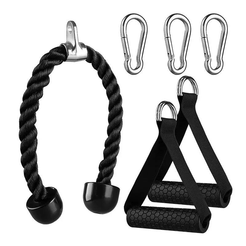 

Веревка Tricep с 2 ручками для тренажерного зала, эспандер, ручки 3 зажим-карабин, Трицепс, вытяжной канат, оборудование для тренажерного зала и ...