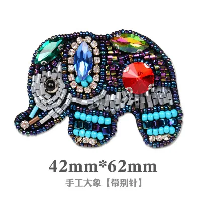 

beaded embroidery patch elephant animal cartoon patches for hats bag badges applique patches for clothing EQ-1173