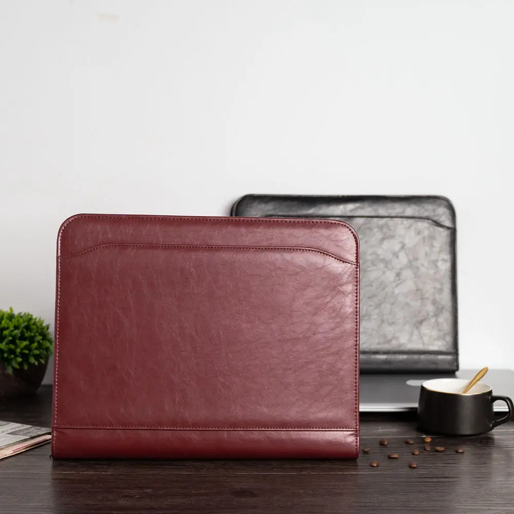 Папка для документов A4 с калькулятором на молнии из искусственной кожи|Папка