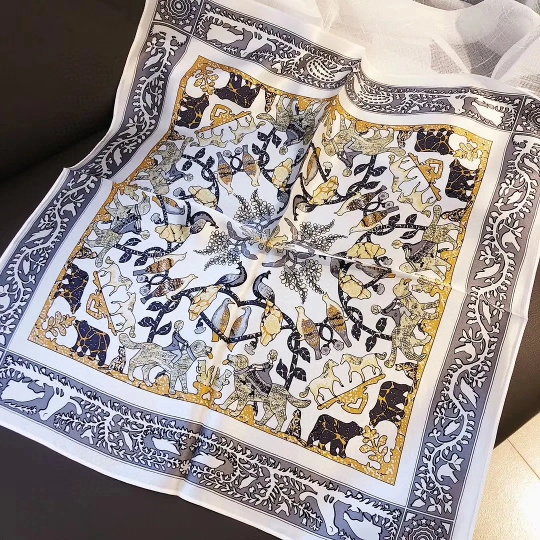 100% шелк тутового шелкопряда роскошный бренд 2021 животных квадратный шарф Женская