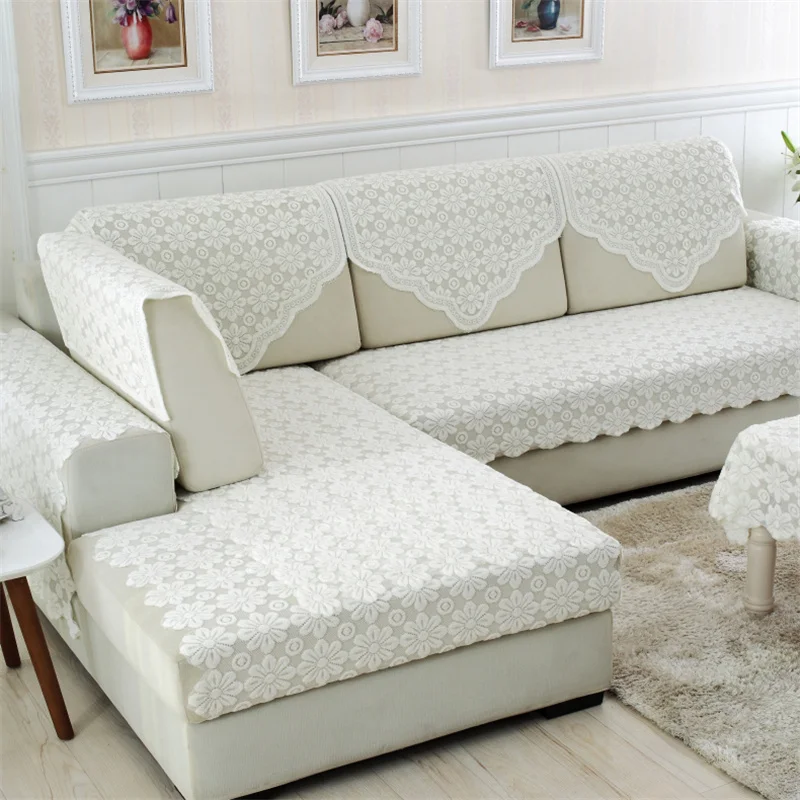 

Europe Lace Sofa Cover White Knit Sofa Set Four Seasons Sofa Covers for Living Room Sectional Sofa Covers Home Decoration