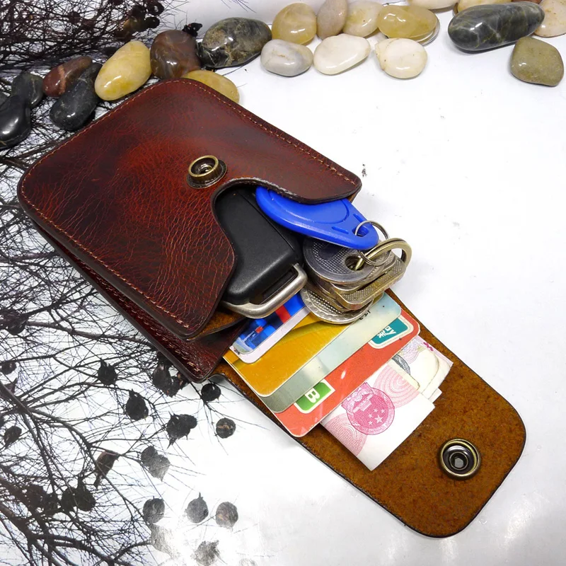 

Sale Multifunctional Belt Bag Leather Waist Pack Portable Wallet Coin Pouch Car Key Case Key Pack Card Holder Men Women WWD-K