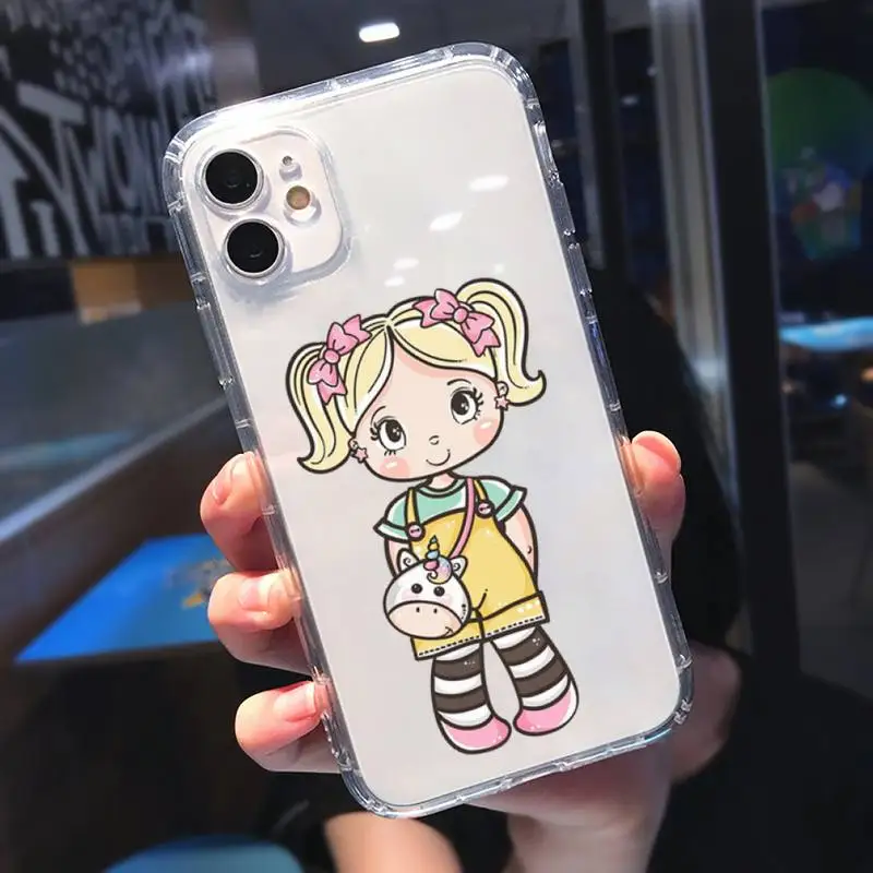 

Cartoon cute girl Phone Case Transparent for iPhone 11 12 mini pro 8 7 6 6S XS MAX Plus X 5S SE 2020 XR