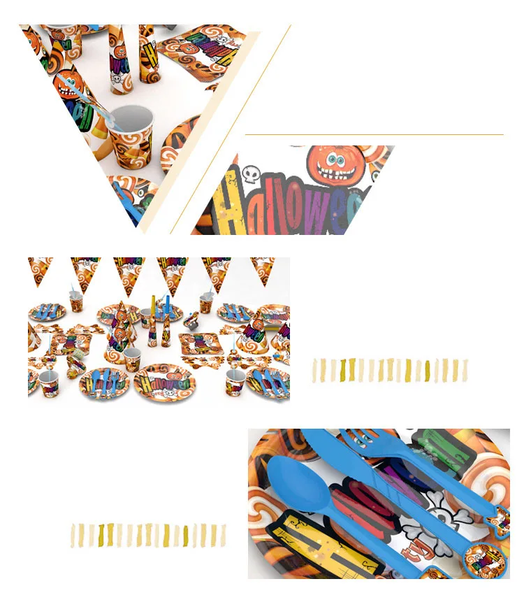Halloween Candy Pumpkin Head Theme Creative Party Package Decoration Party Supplies Party Disposable Tableware Cup Plate