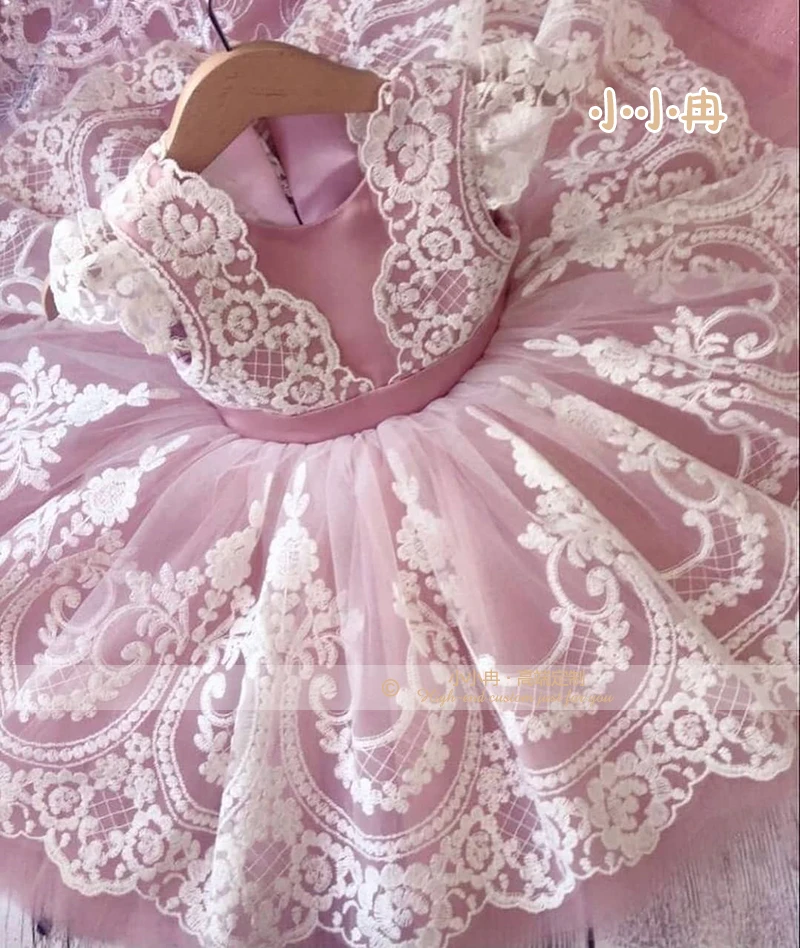 

Pink Girls Dresss Lace Dress Princess Wedding Party Dress Infant Girl Birthday Dresses Flower Girls Dress