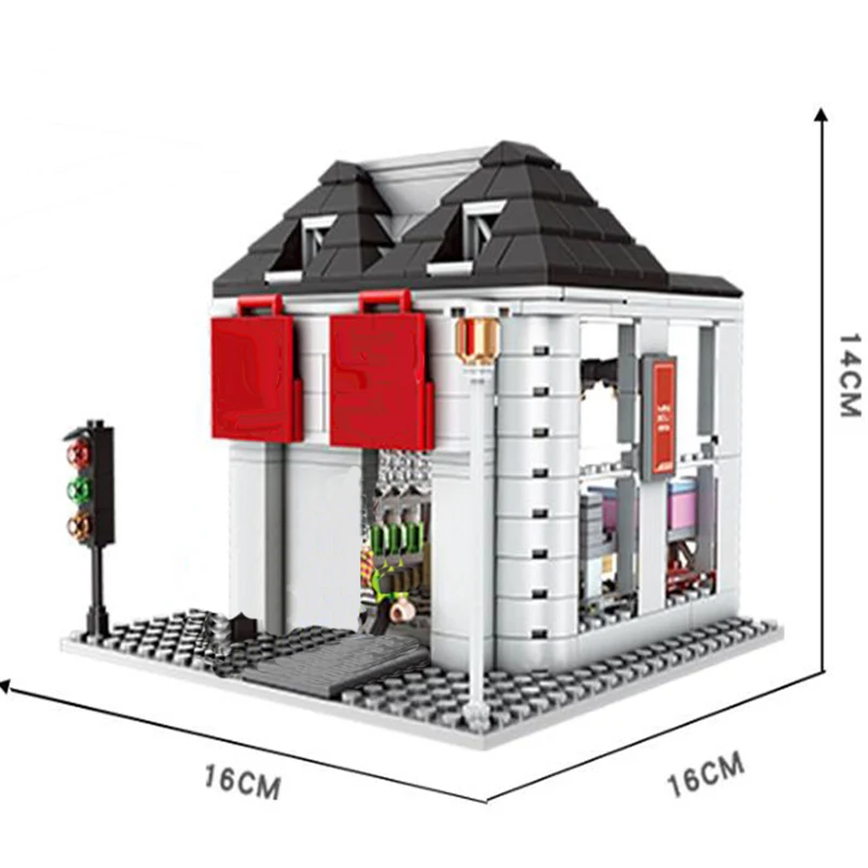 

Architecture Building Blocks Creator City Street View High-techHouse Store Restaurant Coffee Shop Designer Bricks Toys for Kids