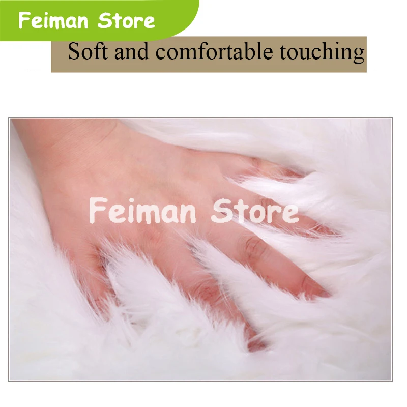 Черный белый Овчина Шерсть ковер из искусственного меха коврик ворсистый