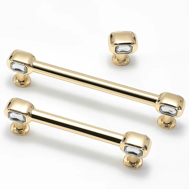 JD Gold Diamond Shape Design Crystal Glass Knobs Cupboard Drawer Pull Kitchen Cabinet Door Wardrobe Handles Hardware | Обустройство