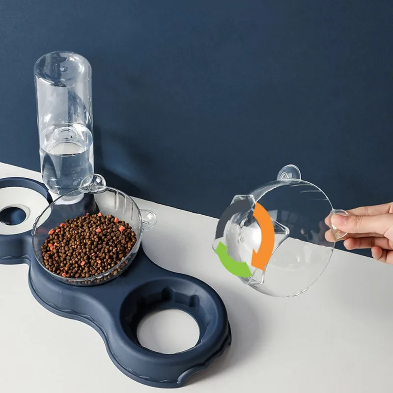 

Double Bowl Cat Feeder Cat Bowl with Drinker for Cats 2021 New Pet Bowl Cats Accessories Yellow/Green/Light Blue/White