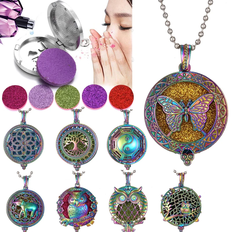 Новое цветное ожерелье для ароматерапии винтажное с диффузором эфирного масла