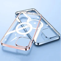 transparent for magnetic wireless charging mobile phone case for iphone 13 12 pro max 12 mini 11 pro 2021 back cover accessories