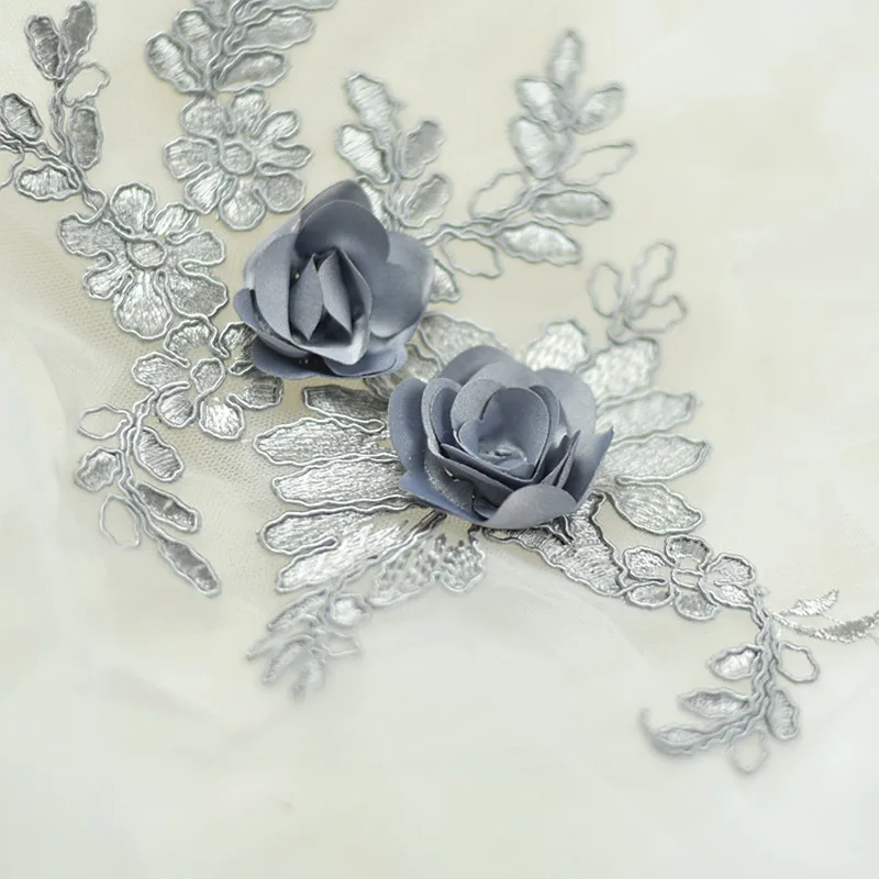 

1PC,Motif Embroidery 3D Flower Lace Applique Lace Trim Bridal Wedding Dress Sewing Patches Trims Clothing Veils Bag Decor FL221