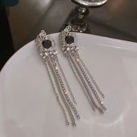 new european and american vintage crystal tassel earrings for women korean fashion jewelry unusual earrings accessories for girl