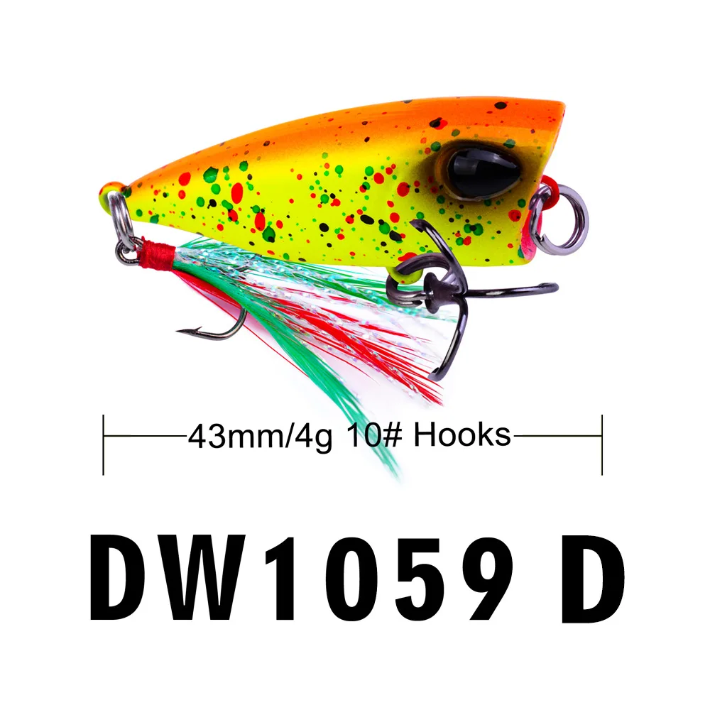 

4.3cm/4g Popper Fishing for Lures Bait Plastic Hard Bait with Feathers Bionic Lure Fishing Accessories Fishing Gear
