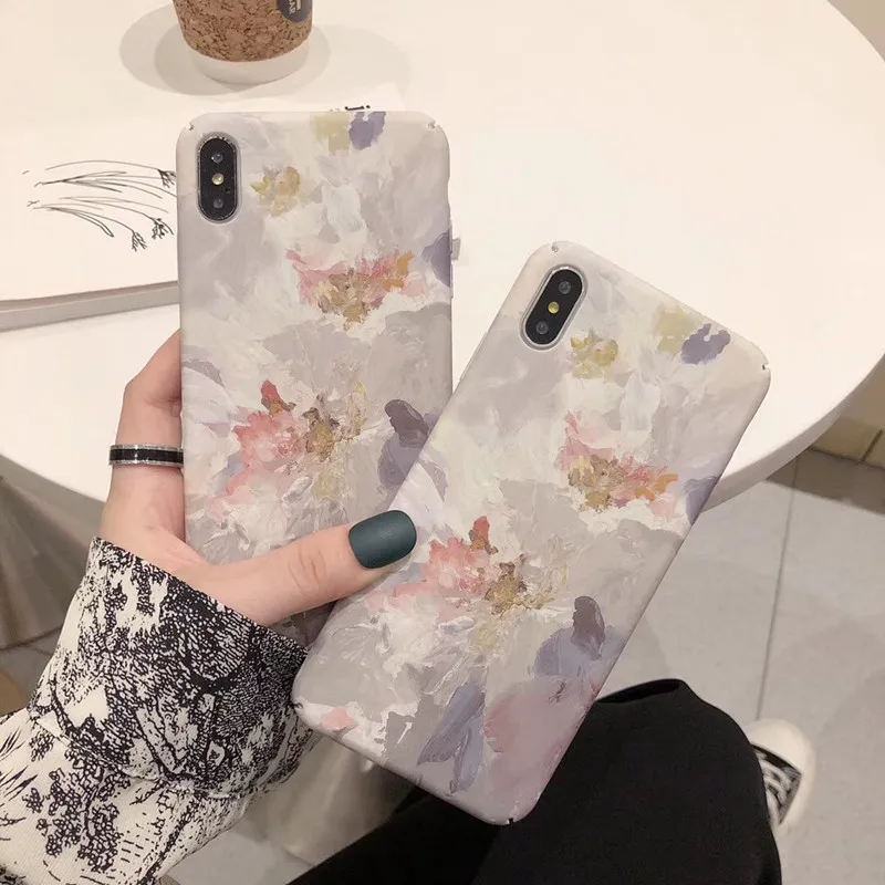 retro simple oil painting cover colors art phone case for iphone 11 pro xs max case for coque iphone 7 7plus 6s 8 plus x xr case free global shipping