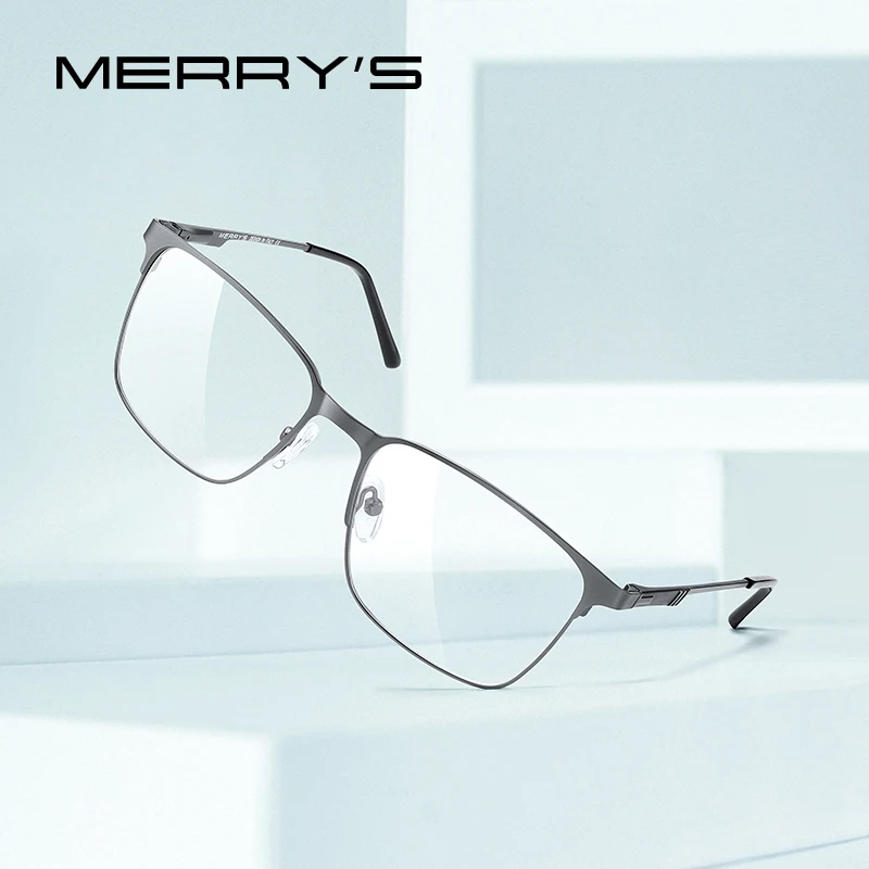 

MERRY'S Men Titanium Alloy Glasses Frame Male Square Ultralight Business Style Eye Myopia Prescription Eyeglasses S2179