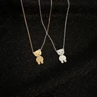Японское и корейское креативное ожерелье в виде медведя из титановой стали, модное простое ожерелье с подвеской и цепочкой до ключиц
