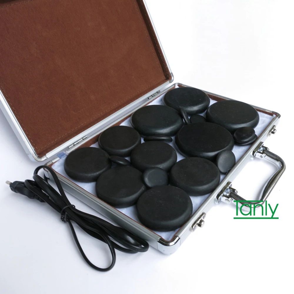 Hot spa rock basalt stone High quality Massage stones Natural massage set lava with heater box 18pcs /set | Красота и здоровье