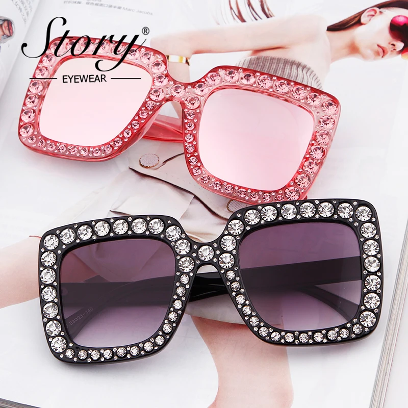 Очки солнцезащитные стразы женские винтажные Роскошные брендовые дизайнерские