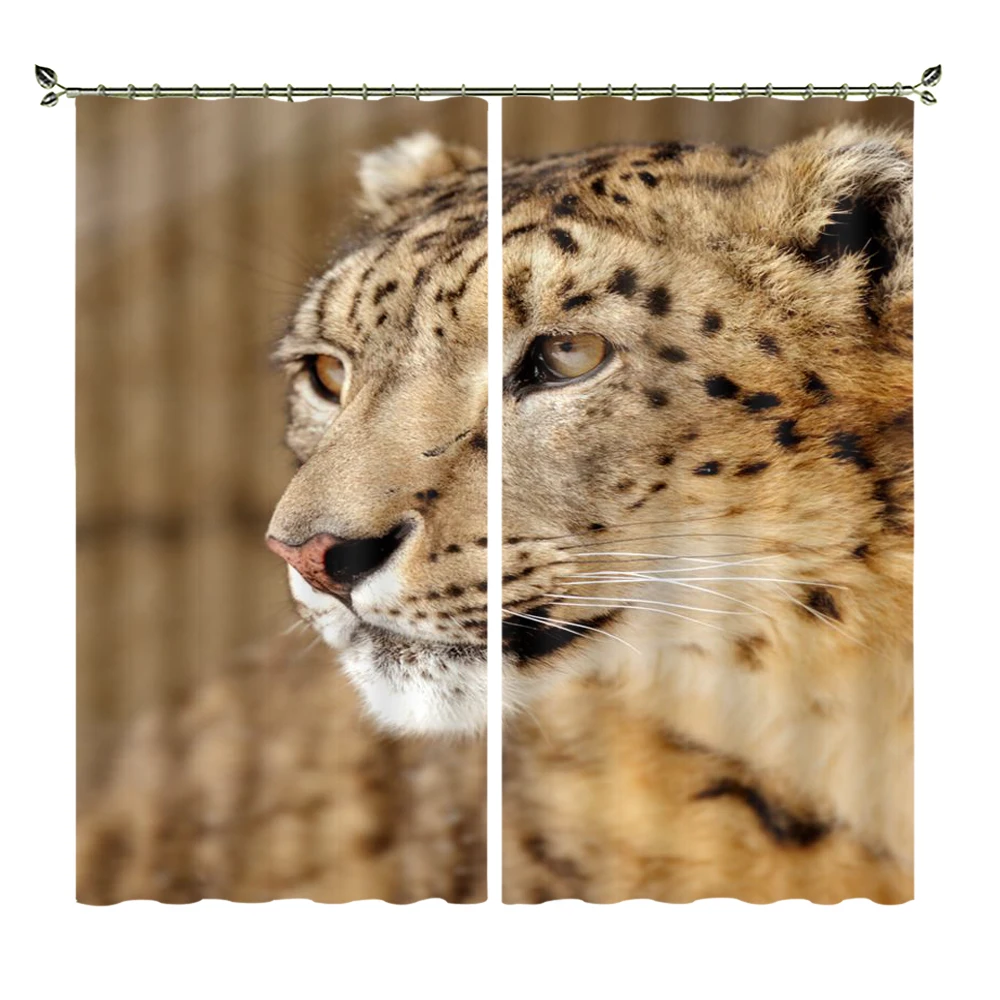

Cheetah Ready To Go In The Wilderness High-precision Blackout Curtains Dersonalized 3D Digital Printing Purtains DIY Photos