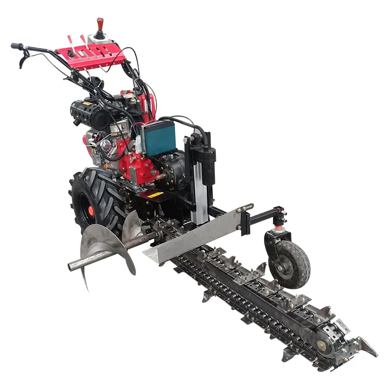 

12hp Diesel Small Hand-Held Chain-Type Plowing And Turning Micro-Tiller, Agricultural Soil Cultivation Ditching Machine