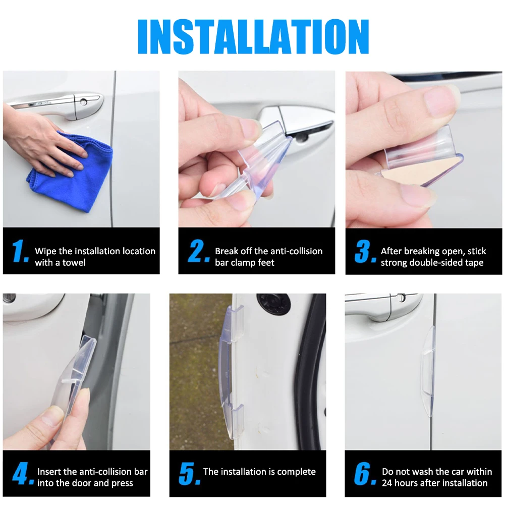

4PCS Car Door Protector Guard Airbag Buffer Strip Scratch Protector Car Rubber Bumper Stickers Auto Door Edge Protection