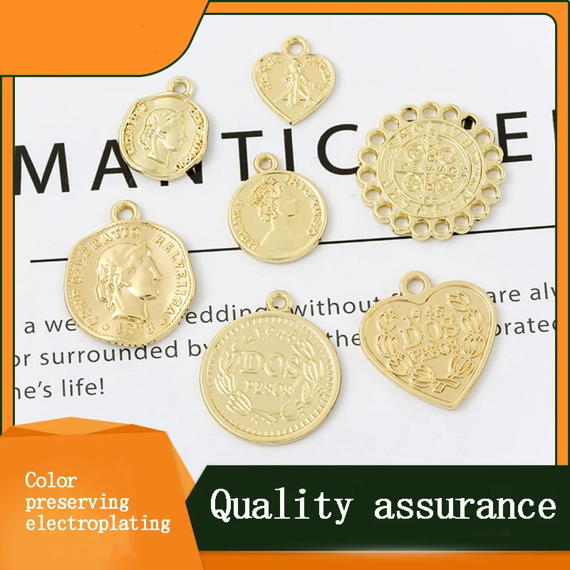 

10pcs/lot Round Baroque coins beauty head zinc alloy charms pendant suitable for DIY Bracelet Necklace metal jewelry accessories