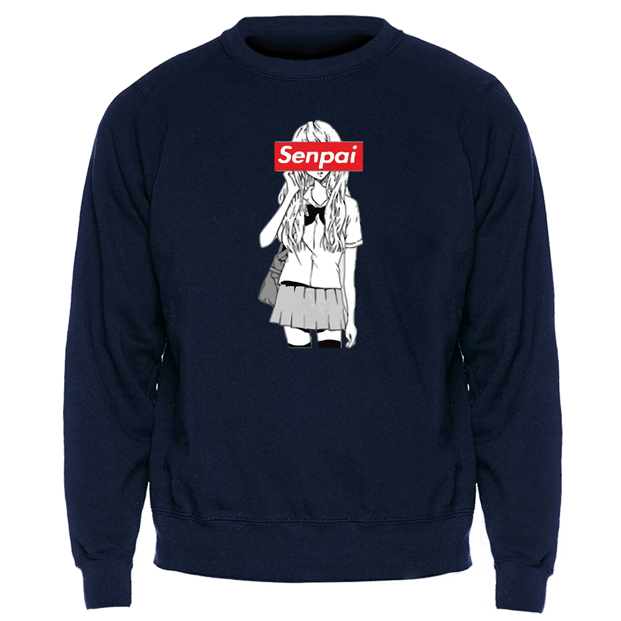 Мужская толстовка с капюшоном Senpai черный теплый флисовый свитшот круглым