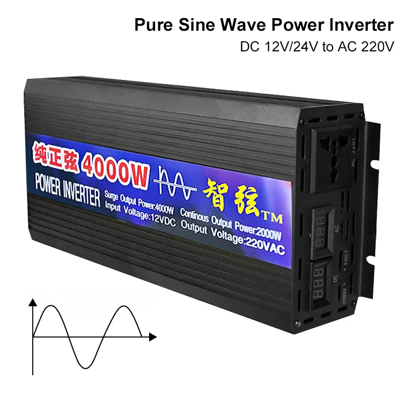 

Pure Sine Wave Inverter DC 12V 24V To AC 220V Voltage Converter 2000W 3000W 4000W Power Pure Sine Wave Car Solar Energy Inverter