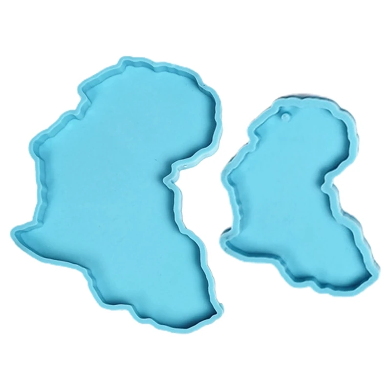 

2021 New Africa Map Shape Coaster Cup Mat Pad Epoxy Resin Mold Keychain Silicone Mould