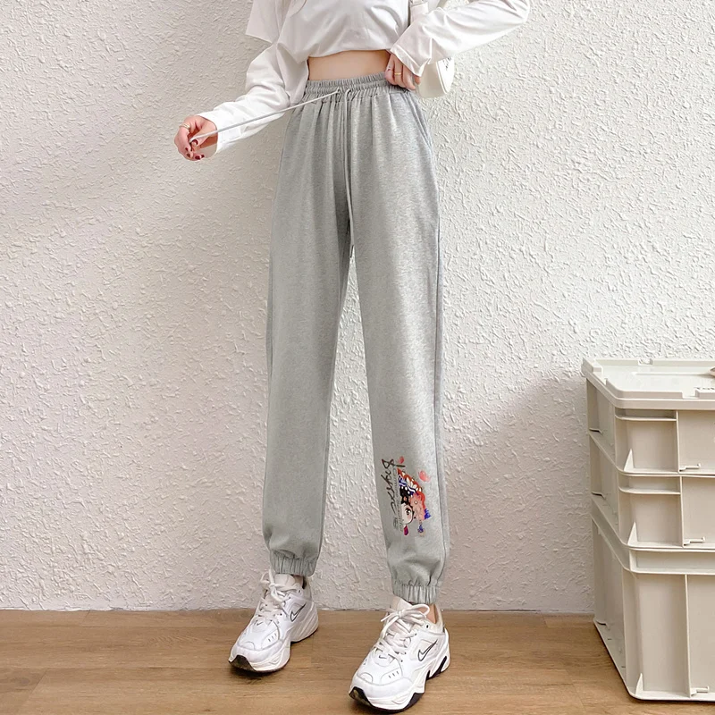 

Женские спортивные брюки из натурального хлопка, широкие повседневные брюки для весны и осени