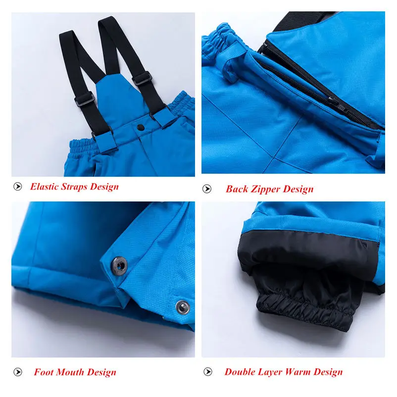 Детский лыжный костюм для мальчиков водонепроницаемая ветрозащитная Толстая