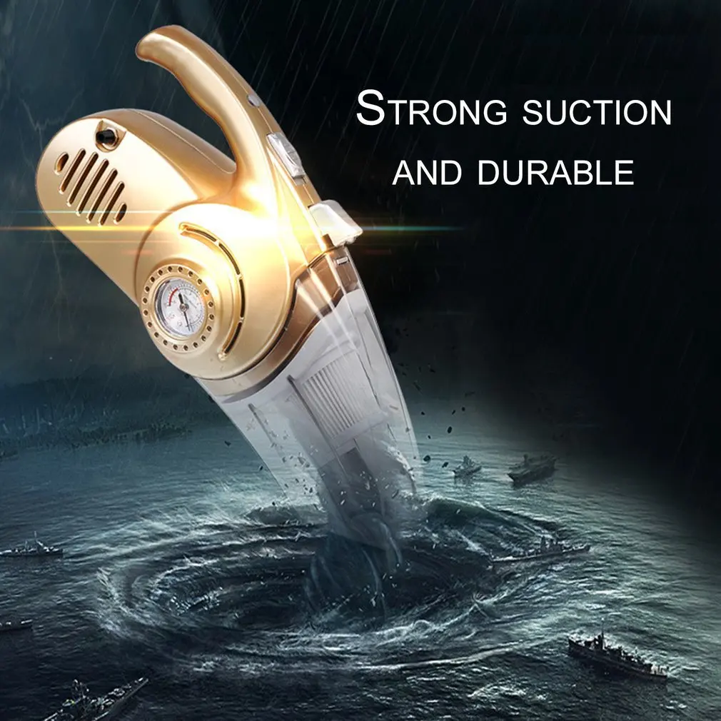 Portable 4 in 1 Car Dual Use Vacuum Cleaner Handheld Car Auto Inflatable Pump Air Compressor High Power with Digital Display