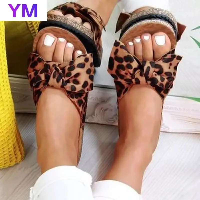 

2020 Ladies New Style Sandals Flat Heel Peep Toe Slippers Summer Bowknot Slip-on Outdoor Casual Beach Sandals Plus Size 35-43