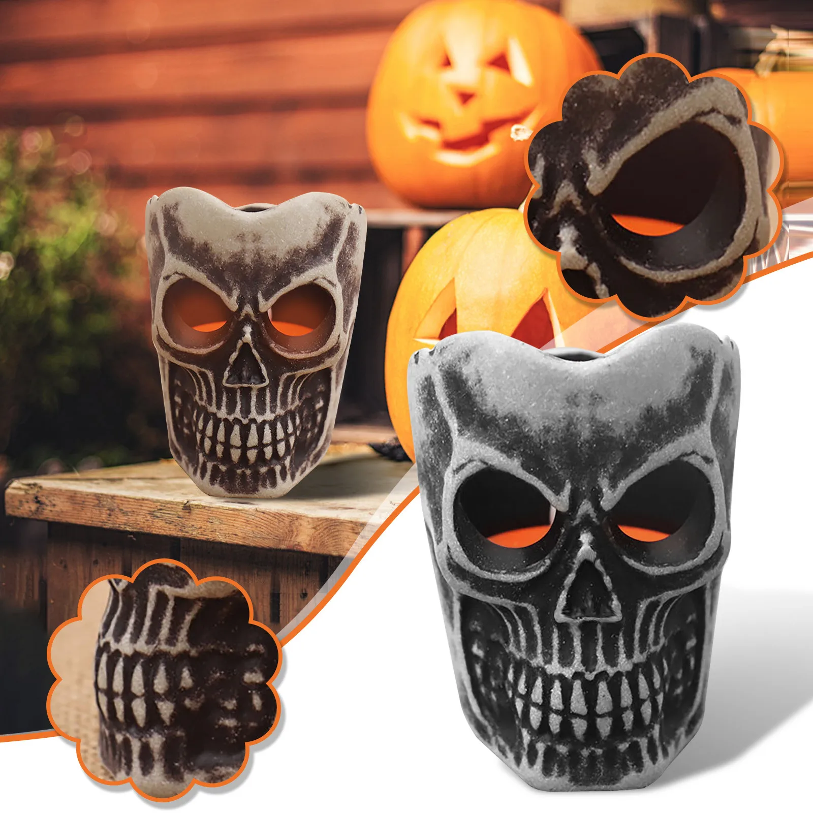 

Halloween Decoration Trickery And Trickery Props Luminous Resin Ghost Skull Decorative Lights for Rooms Lighting for Bedroom