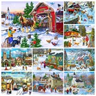 5D алмазная живопись, пейзаж, зимний Снежный пейзаж, городской Алмазная мозаика, Набор для вышивки крестиком, картина стразы, искусство, украшение для дома