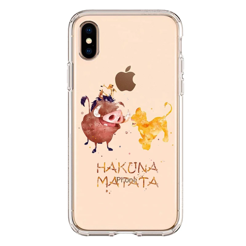 TPU Милый мягкий силиконовый чехол из ТПУ с изображением короля льва Simba для телефона iPhone XS MAX 6 6S 7 8 Plus X XR прозрачный чехол - Цвет: TPU
