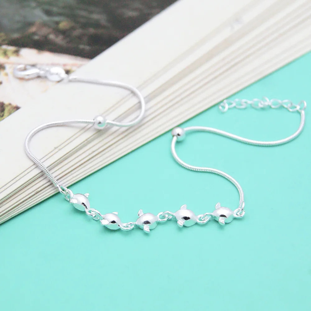 Браслет на ногу женский из серебра 2020 пробы с фианитами 22 + 5 см | Украшения и