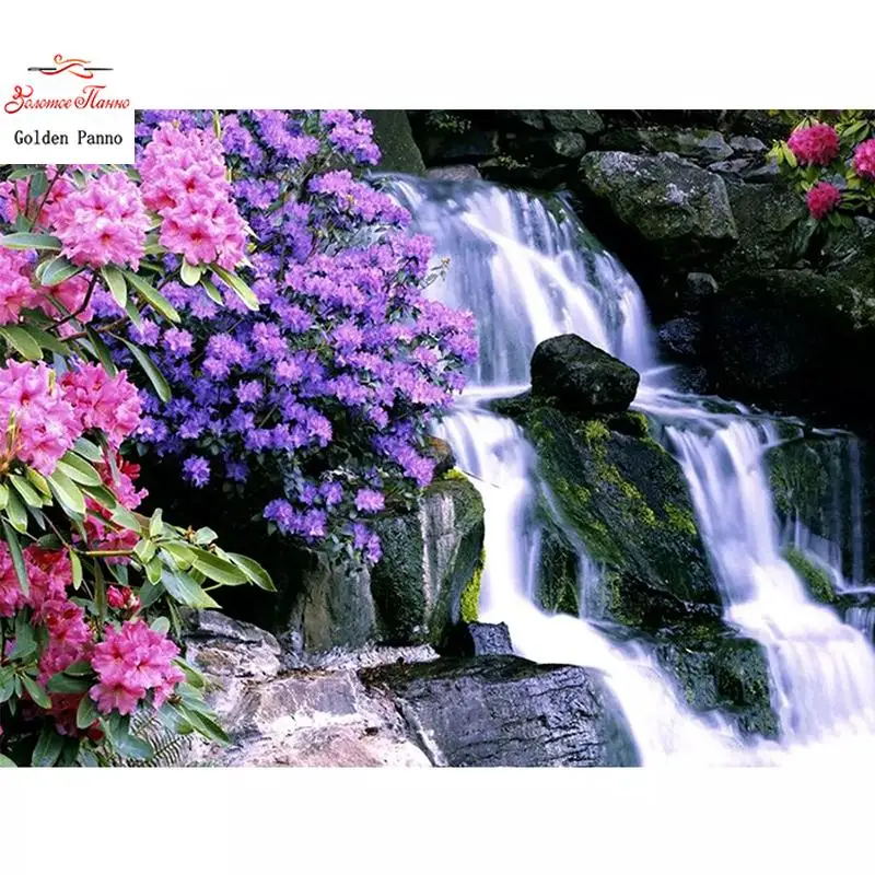 Square Diamond Painting Waterfall Diamond Embroidery Landscape Handmade Crafts Home Decoration Gifts