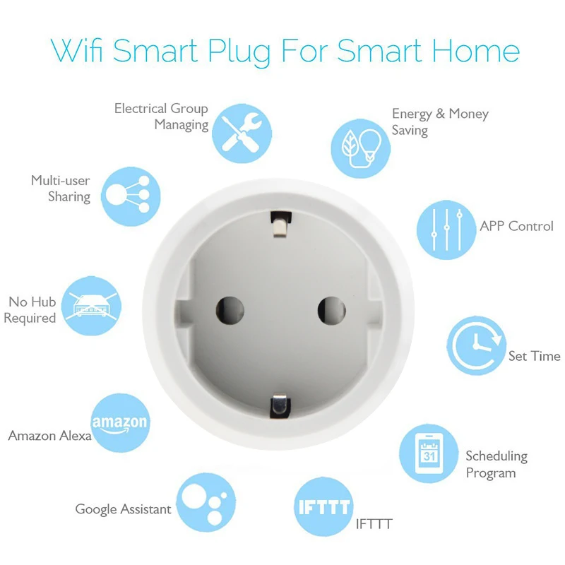 FROGBRO Smart Plug 10A домашней автоматизации Wifi розетка 110 240V Функция времени