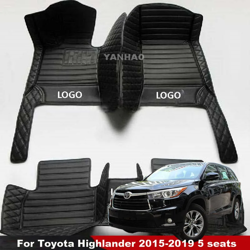 

Автомобильные коврики для Toyota Highlander XU50 Kluger 2015 2016 2017 2018 2019 кожаные коврики на 5 мест автомобильные аксессуары для интерьера