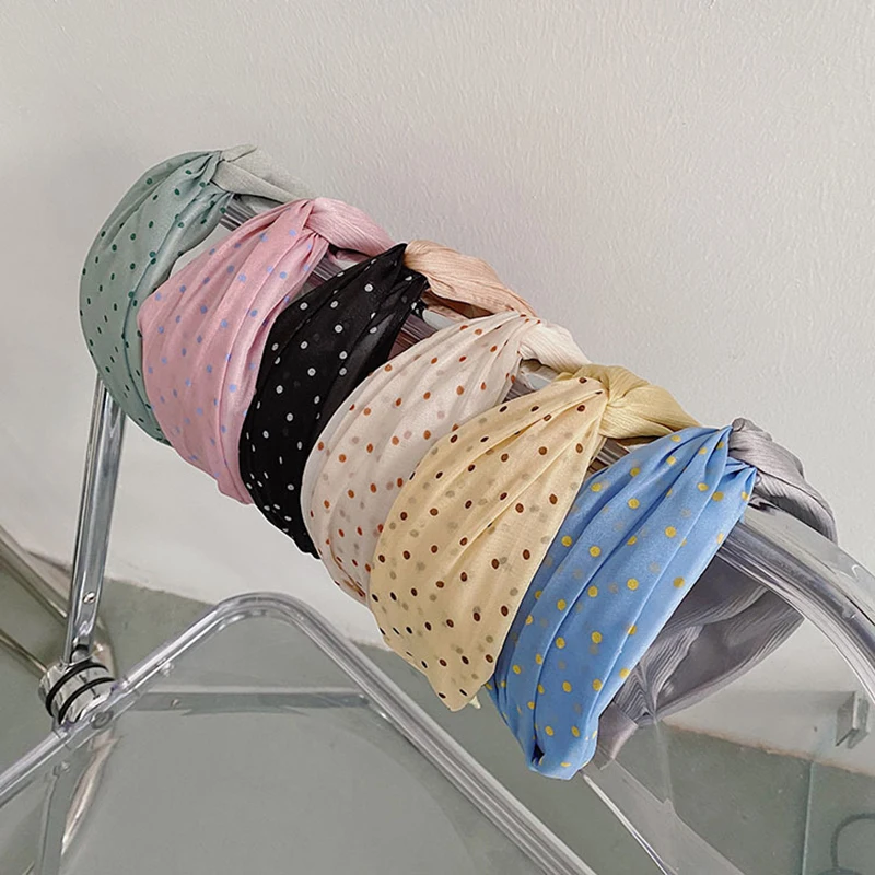 

Net Yarn Headband All-match Exquisite Polka Dot Elements Contrast Headband Broad-brimmed Personality Pretty Hair Accessories