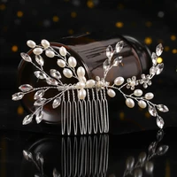 silver color pearl hair comb wedding accessories rhinestone comb hair jewelry for women birde ornament headband