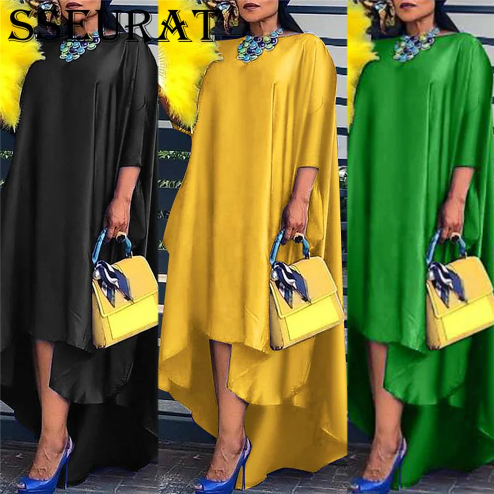 

Женское повседневное асимметричное платье SSEURAT, Элегантное Длинное плиссированное платье с круглым вырезом и асимметричным подолом, весна ...