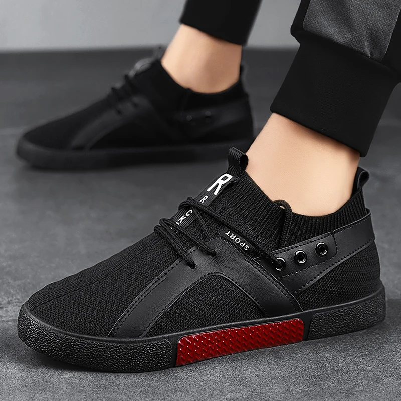 

2021 New Style Patchwork Classic Color Flying Woven Men's Casual Sports Shoes Breathable Comfortable Lace Up Sneakers